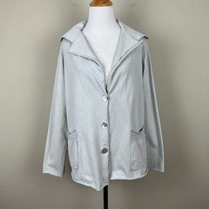 Fenini Cardigan Sweater Jacket Small Gray Button Up Cotton Relaxed Fit Lagenlook